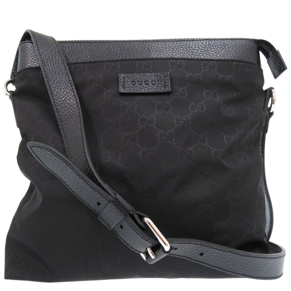 Gucci Black Leather Nylon Shoulder Bag (Pre-Owned)