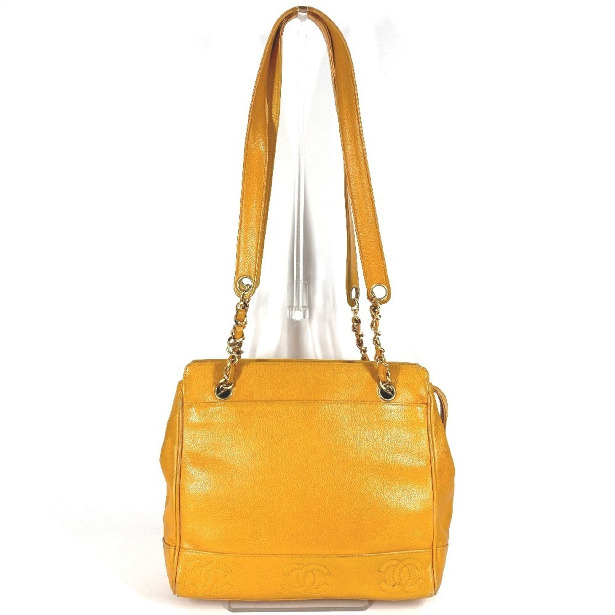 Chanel Yellow Grained Calfskin Shoulder Bag Tote Bag (Pre-Owned)