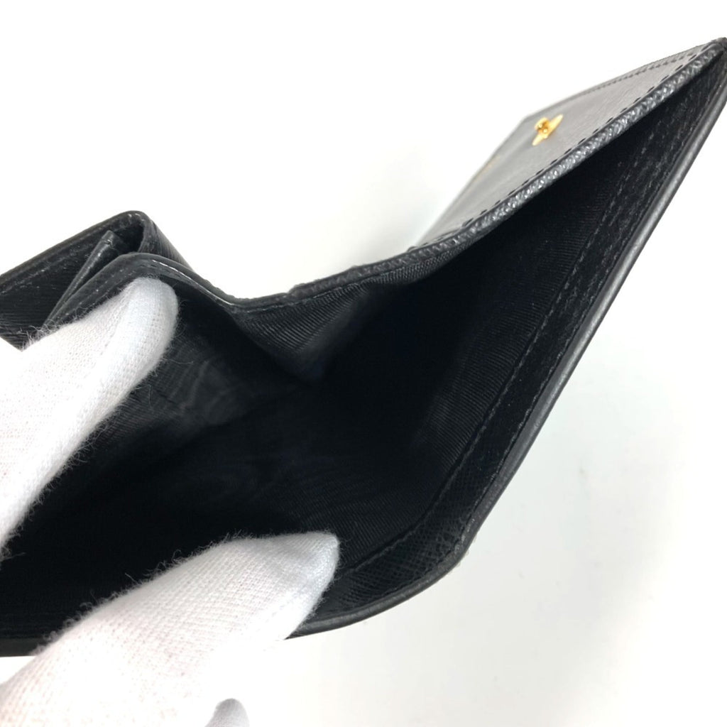 Prada Black White Leather Wallet (Bi-Fold) (Pre-Owned)