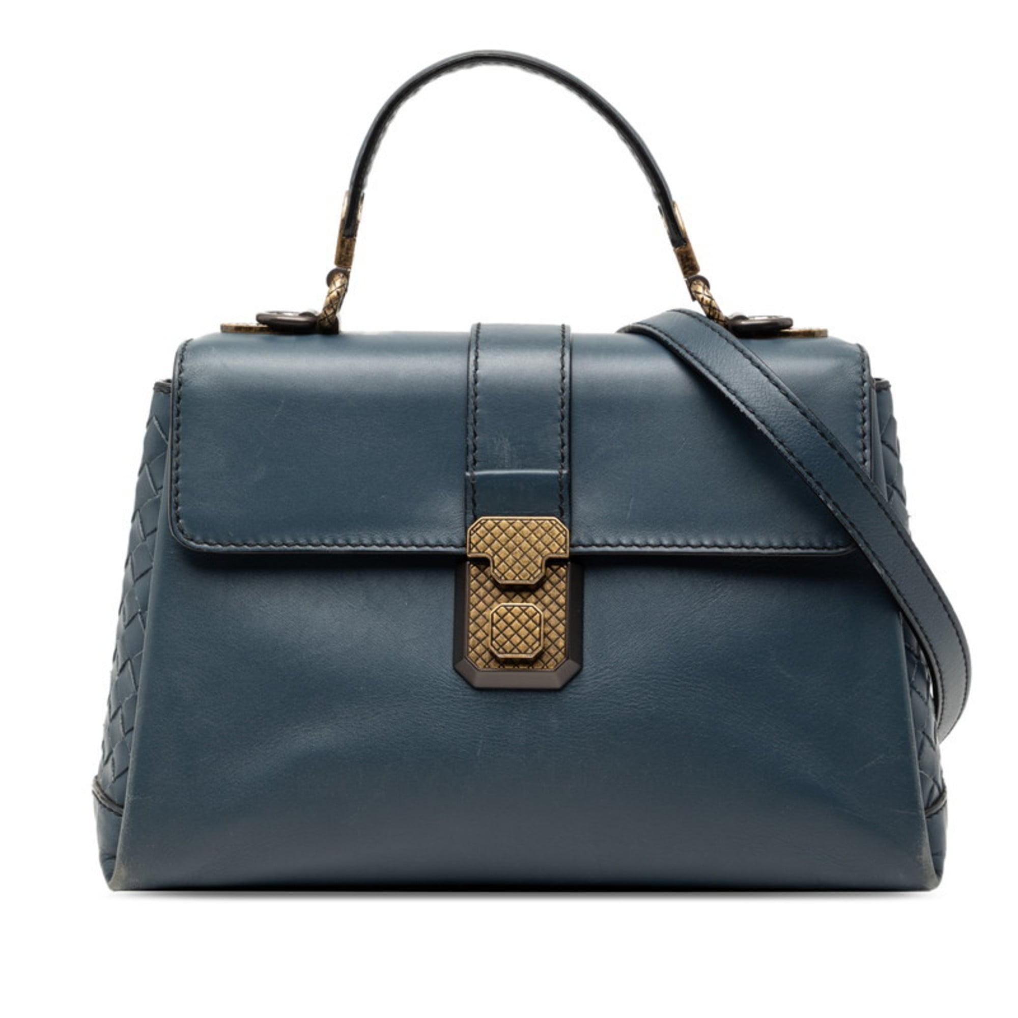 Bottega Veneta Blue Handbag Shoulder Bag (Pre-Owned)