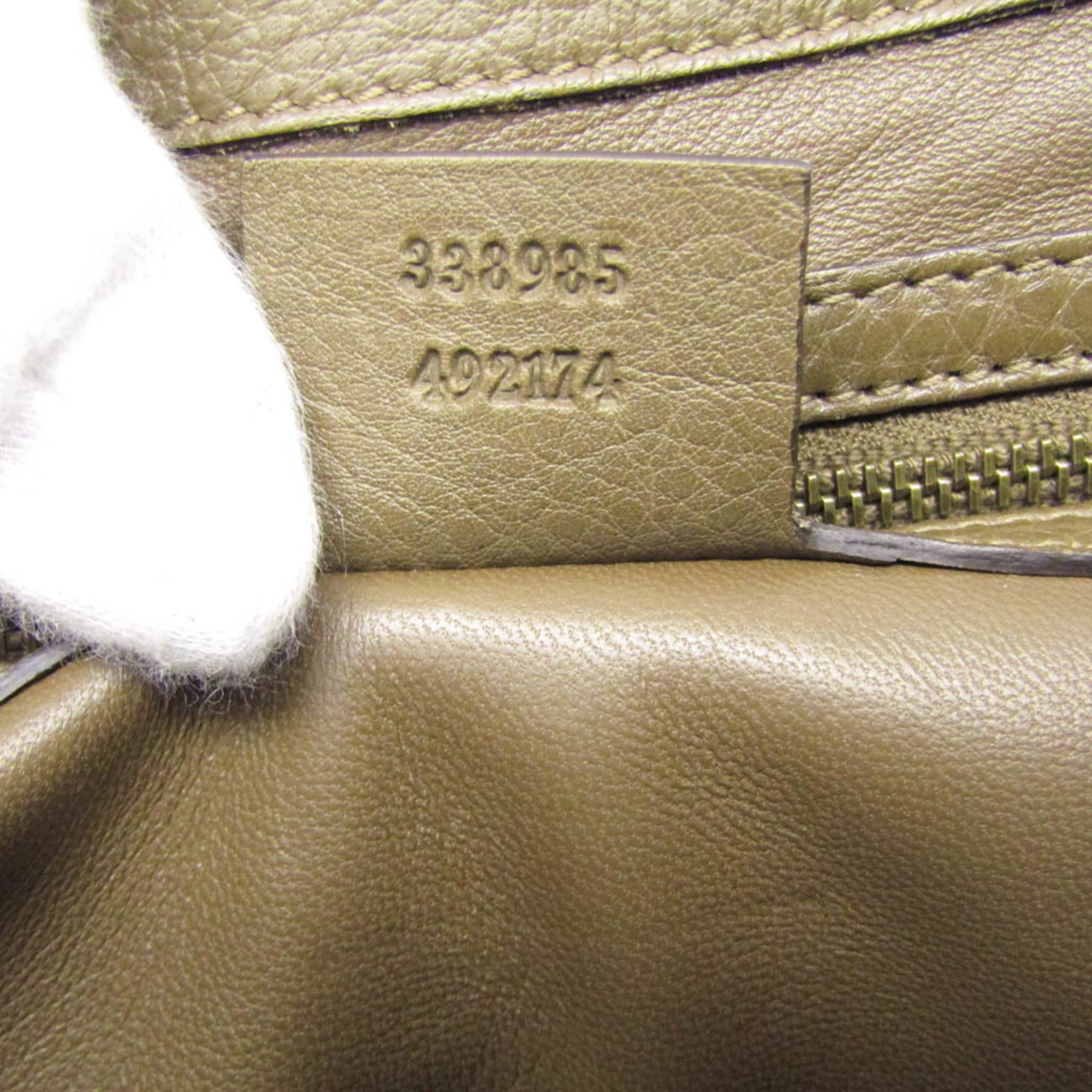 Gucci Bamboo Shoulder Bag Leather Brown Leather Shoulder Bag Bag (Pre-Owned)