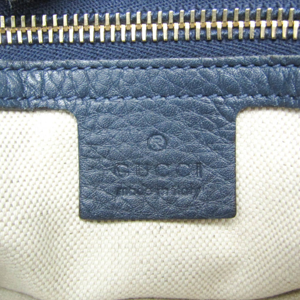 Gucci Bamboo Shopper Tote Leather Blue Leather Tote Bag Bag (Pre-Owned)