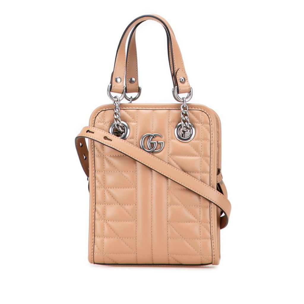 Gucci Beige Leather Handbag Shoulder Bag (Pre-Owned)