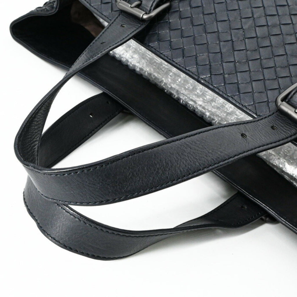 Bottega Veneta Black Navy Intrecciato Tote Bag (Pre-Owned)