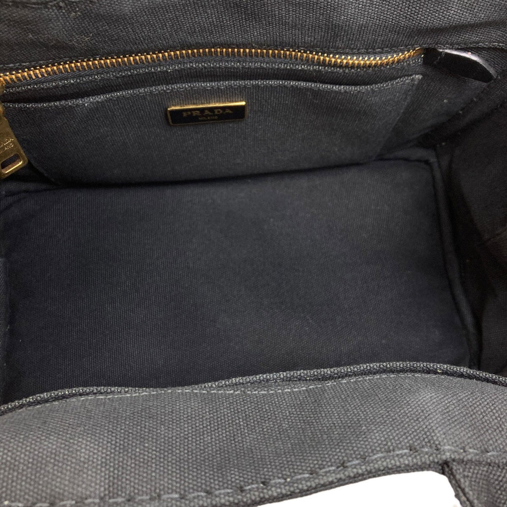 Prada Canapa Black Canvas Handbag (Pre-Owned)