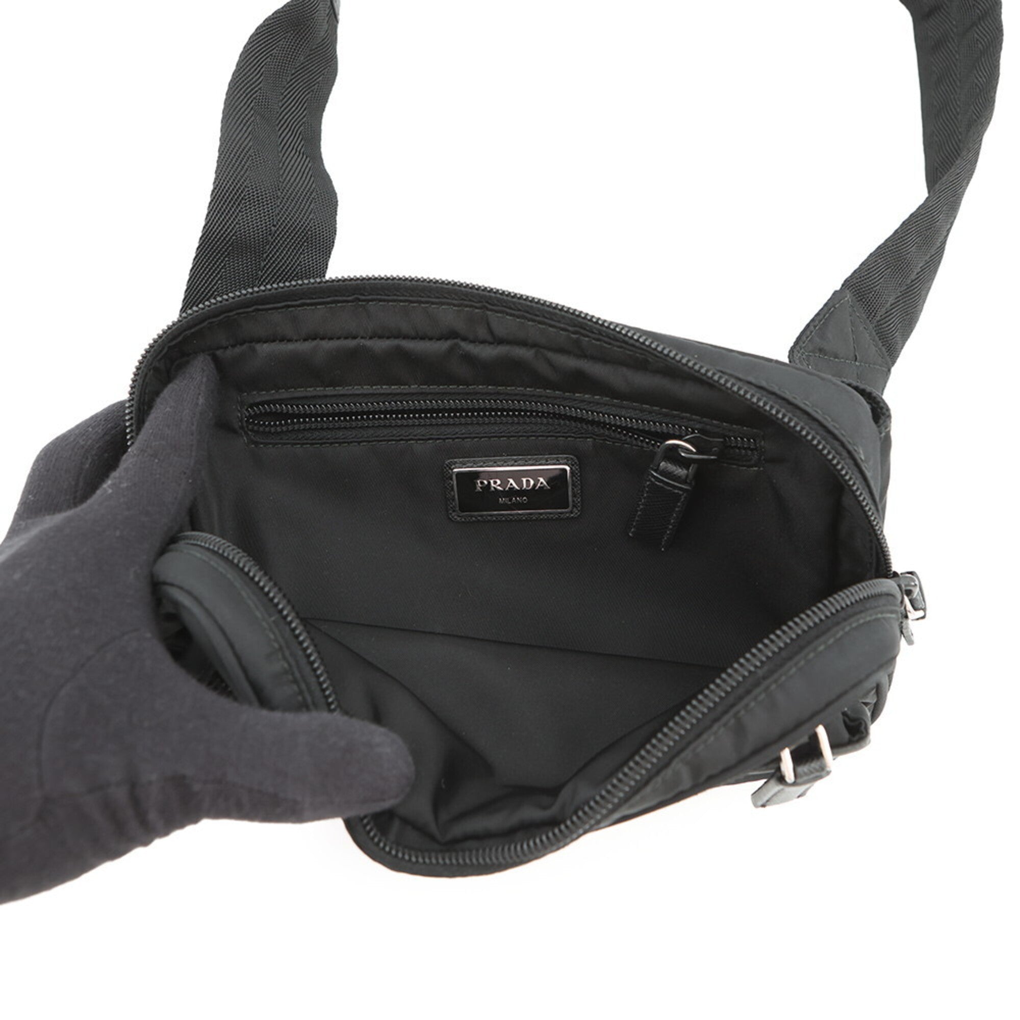 Prada Saffiano Black Nylon Sling Bag (Pre-Owned)