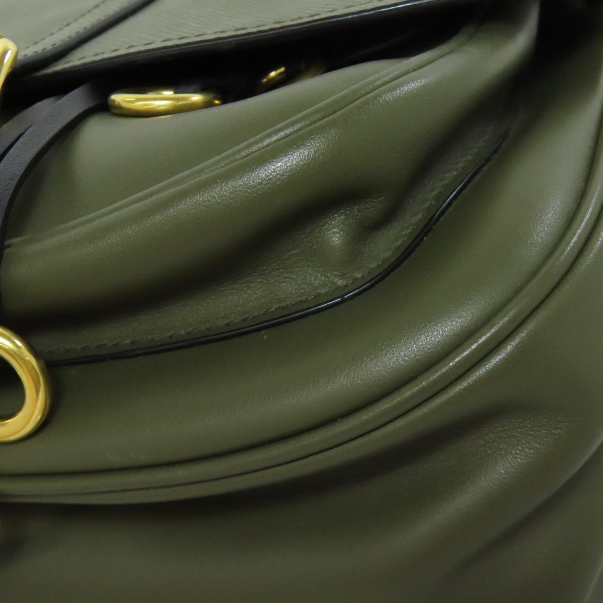 Prada Khaki Leather Shoulder Bag (Pre-Owned)