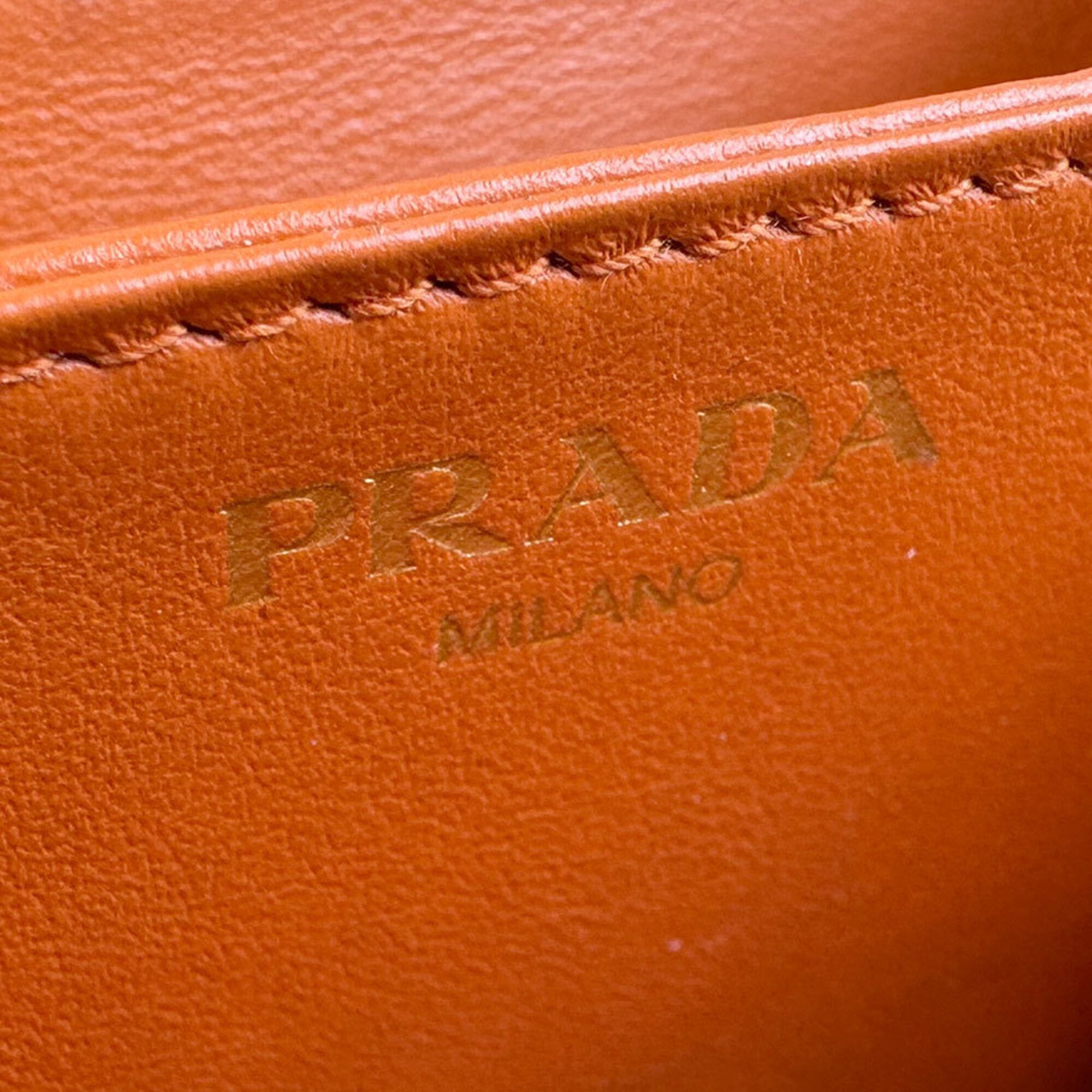 Prada Orange Leather Coin Purse/Coin Case (Pre-Owned)