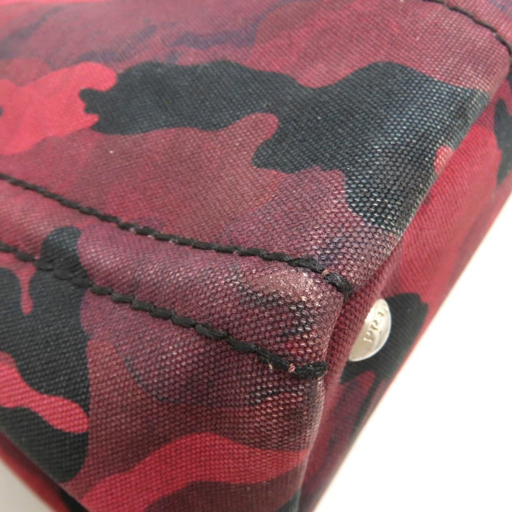 Prada Canapa Red Color Canvas Tote Bag (Pre-Owned)
