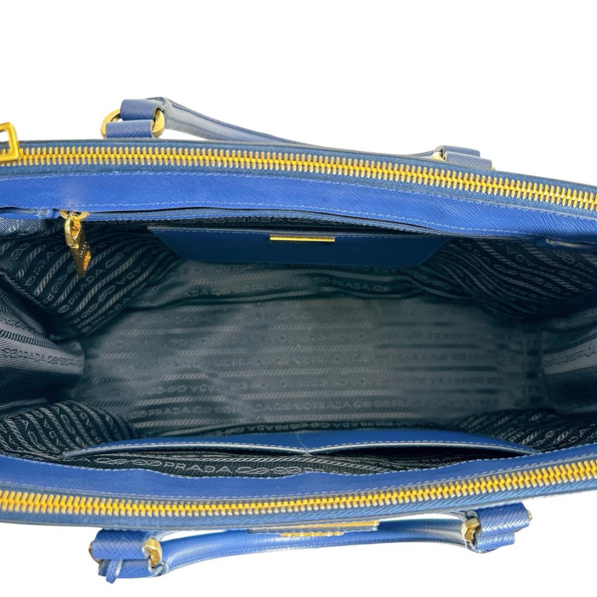 Prada Blue Leather Handbag Shoulder Bag (Pre-Owned)