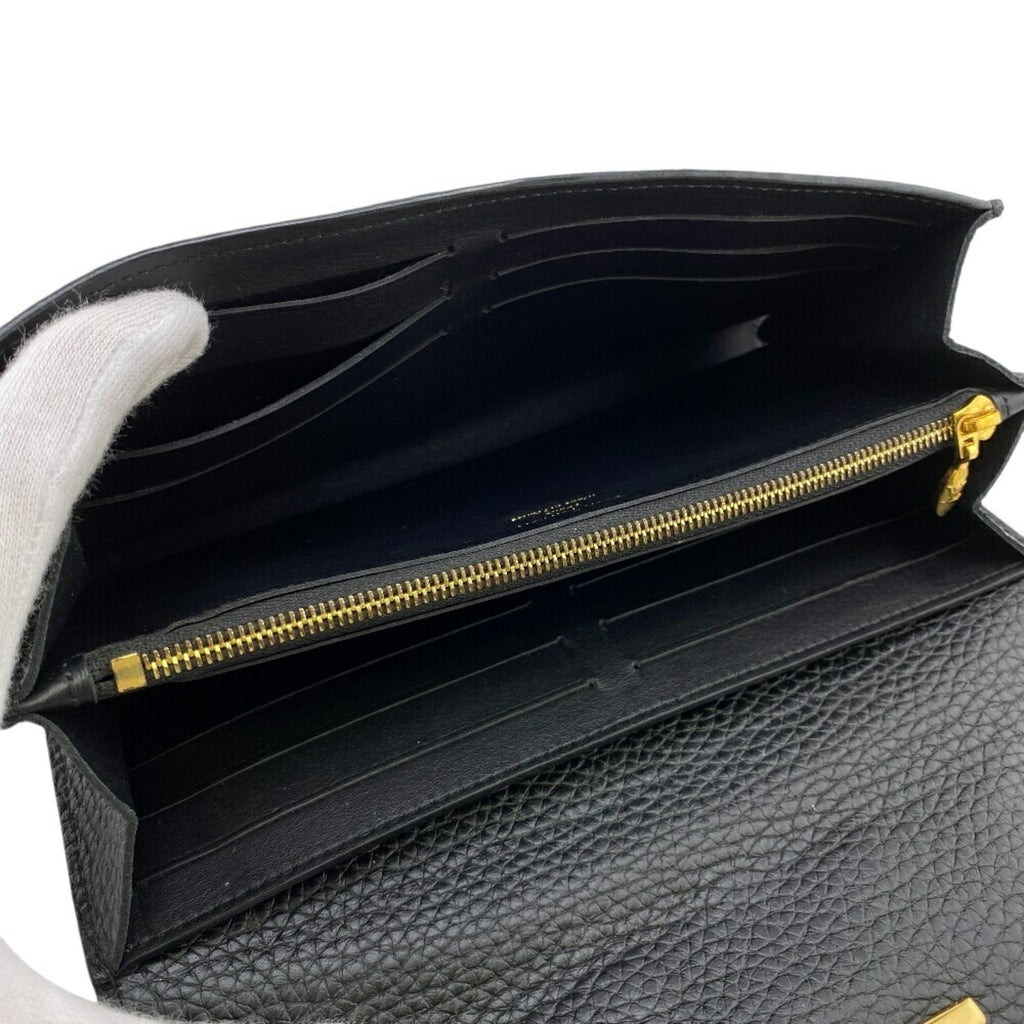 Louis Vuitton Black Leather Long Wallet (Bi-Fold) (Pre-Owned)