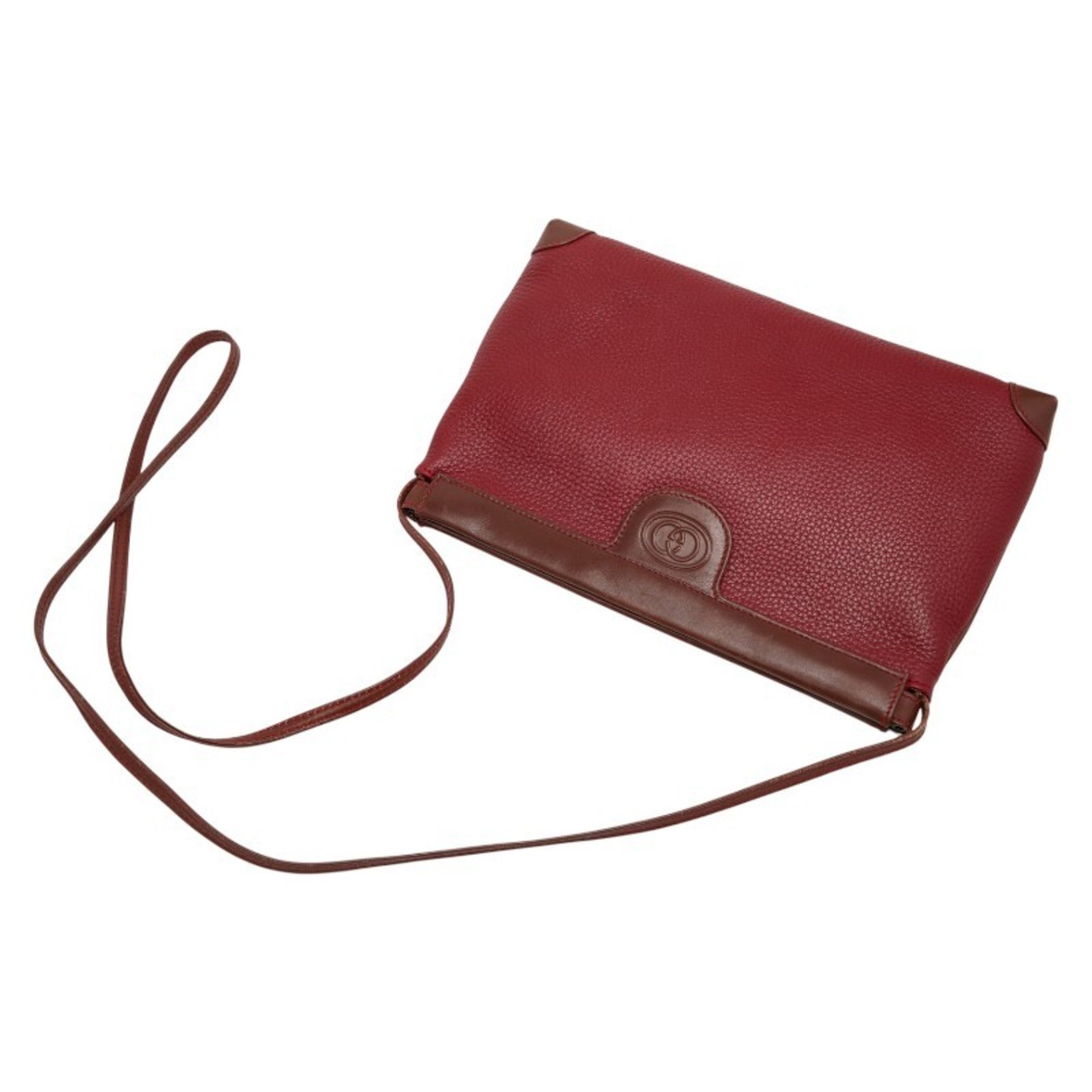 Gucci Red Brown Leather Shoulder Bag (Pre-Owned)