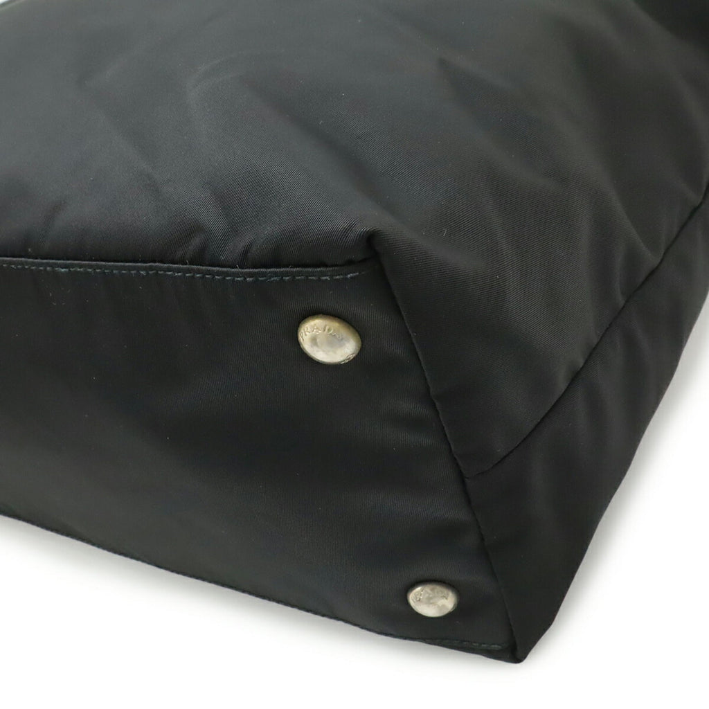 Prada Black Nero Nylon Leather Shoulder Bag Tote Bag (Pre-Owned)