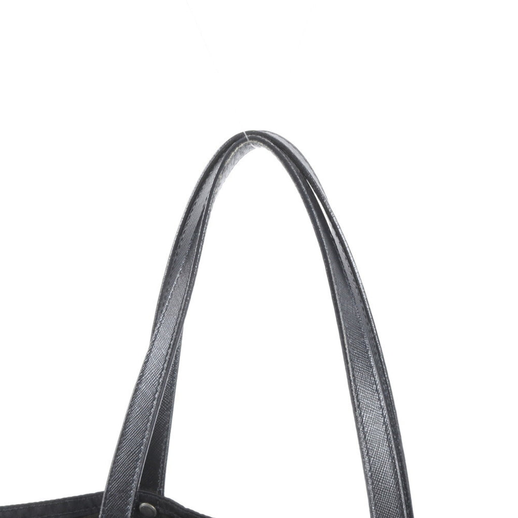 Prada Black Multi-Color Nylon Leather Handbag Tote Bag (Pre-Owned)