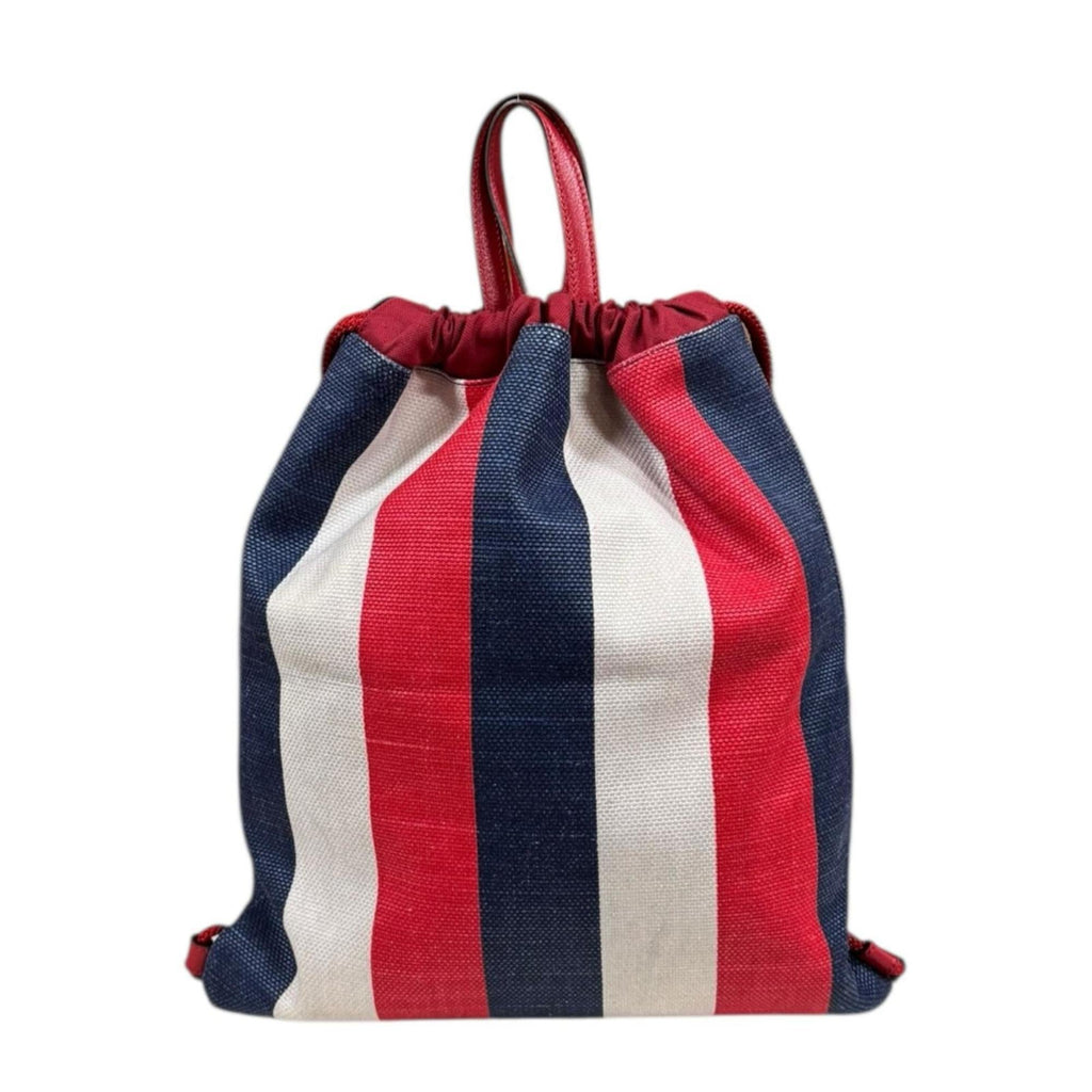 Gucci Blue Red Color White Canvas Leather Backpack (Pre-Owned)
