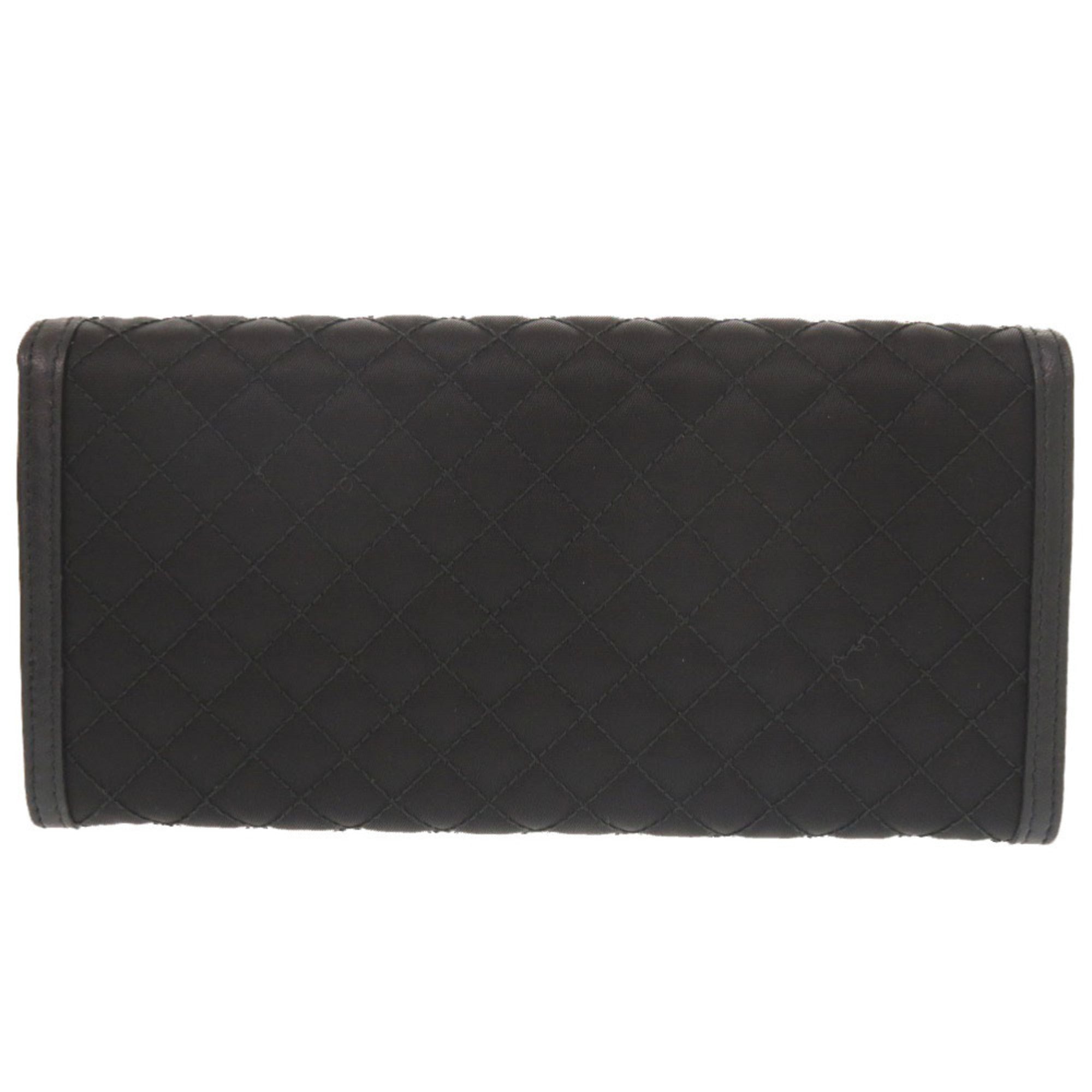 Prada Black Nylon Leather Long Wallet (Bi-Fold) (Pre-Owned)