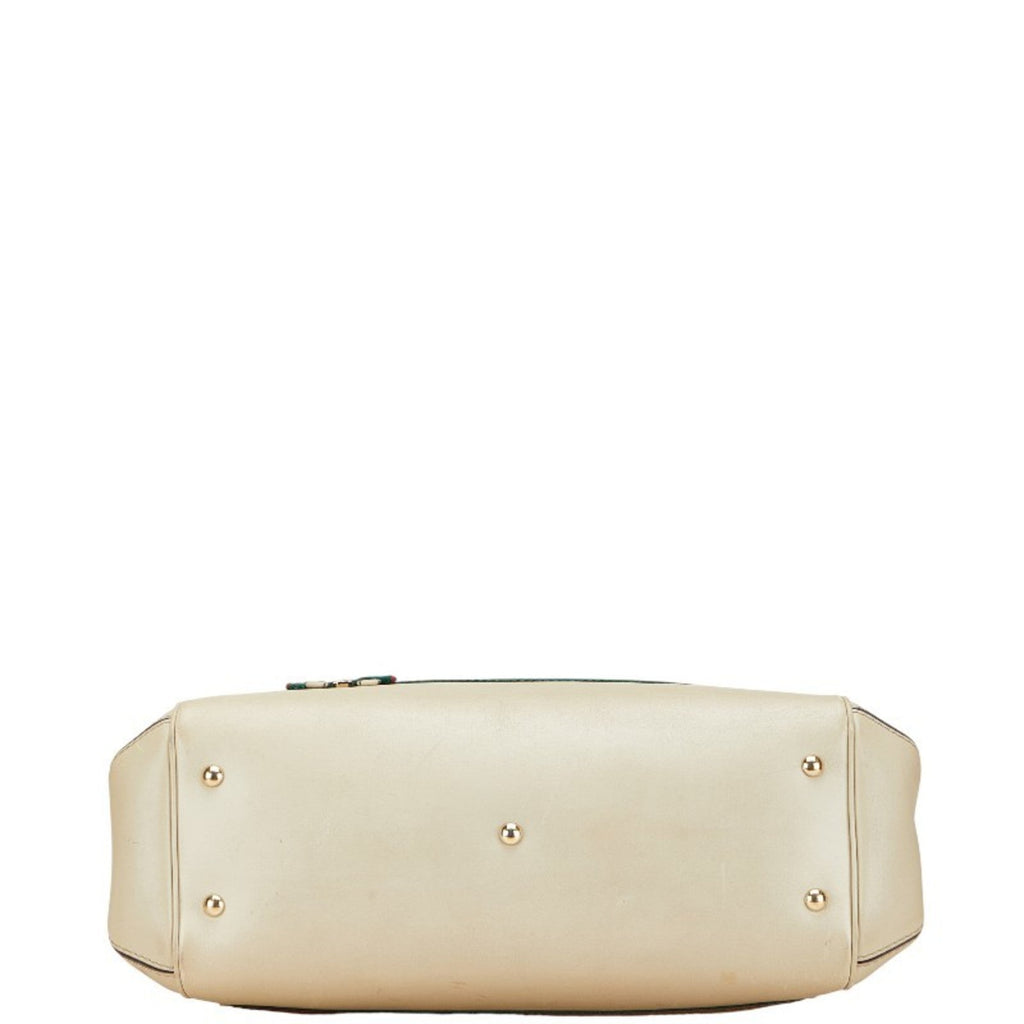 Gucci Gg Canvas Beige Gg Canvas Leather Shoulder Bag Tote Bag (Pre-Owned)