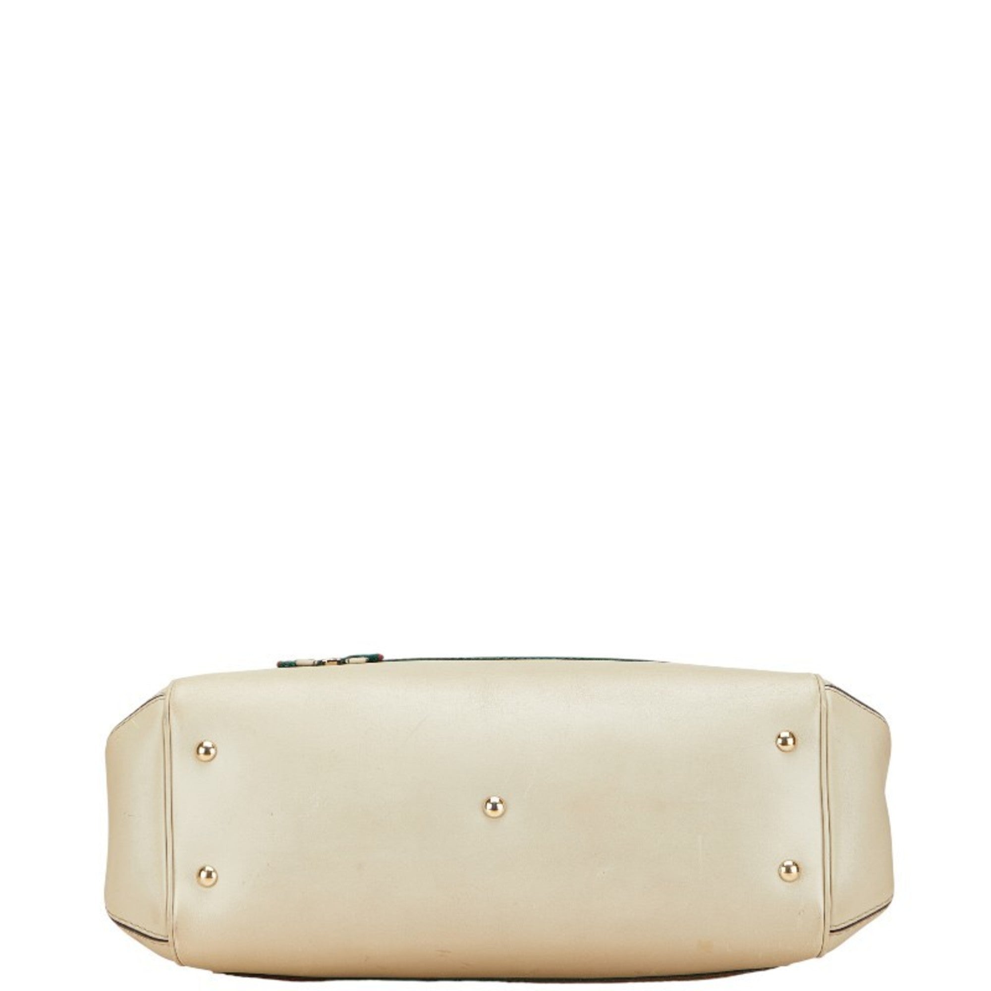 Gucci Gg Canvas Beige Gg Canvas Leather Shoulder Bag Tote Bag (Pre-Owned)