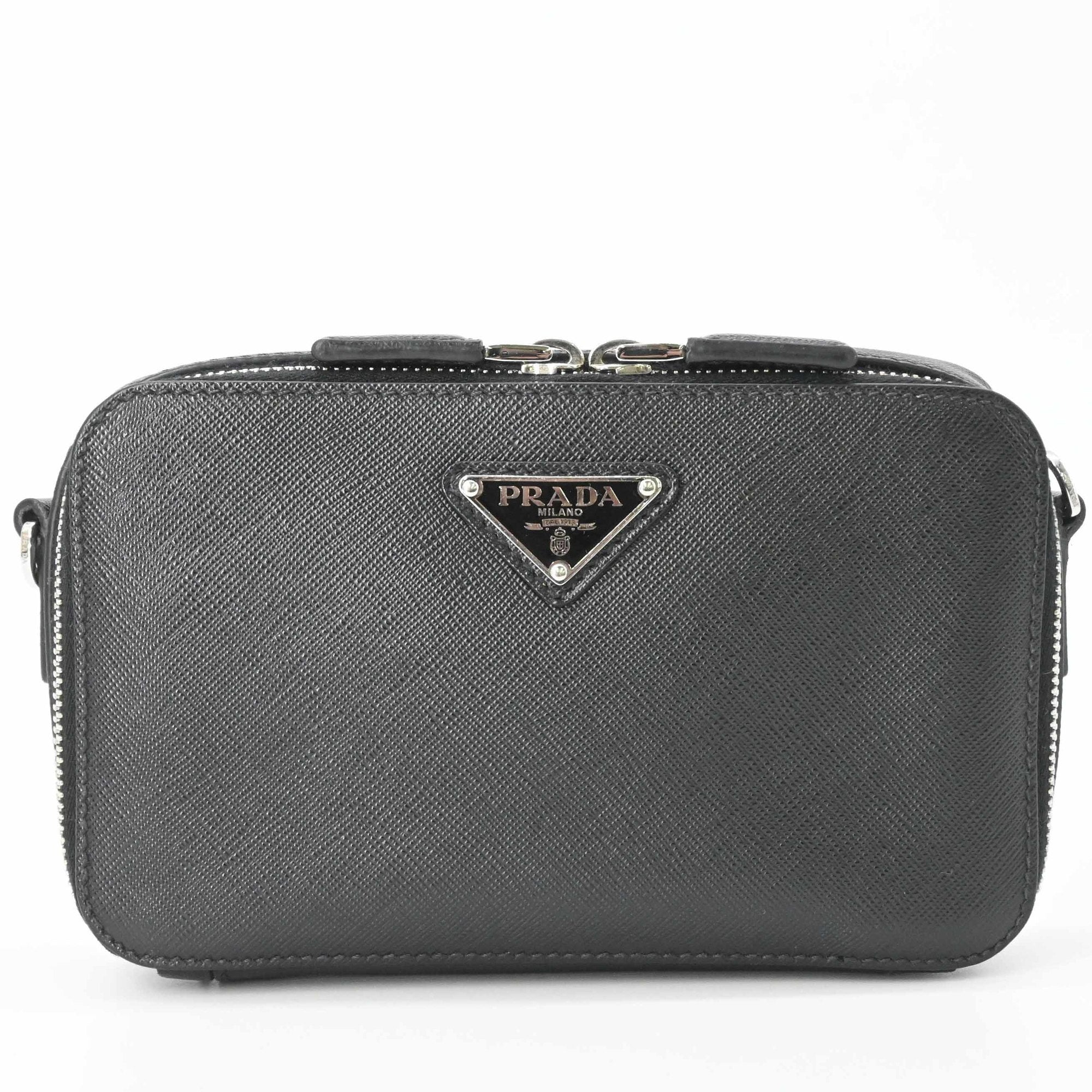 Prada Black Saffiano Triangle Shoulder Bag (Pre-Owned)