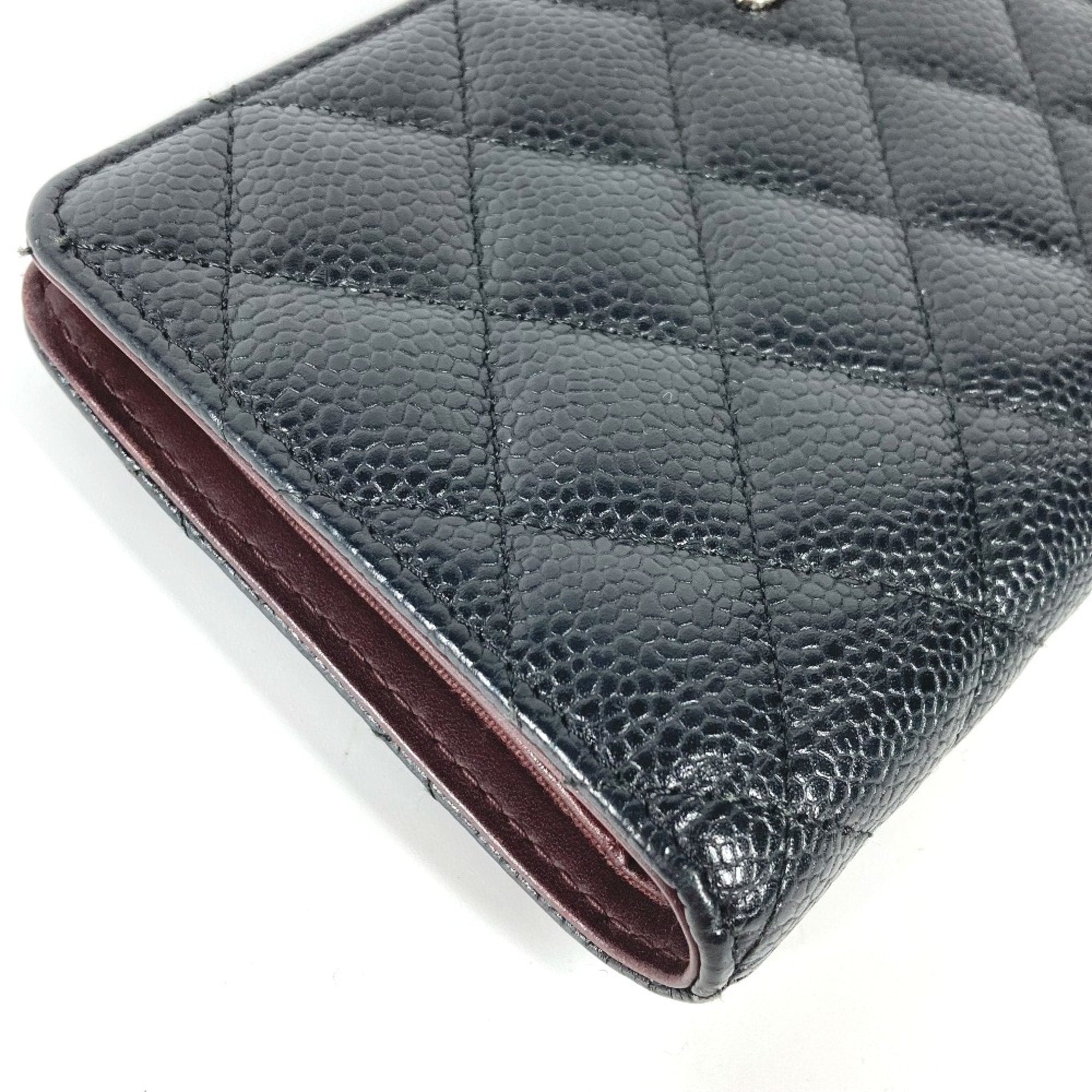 Chanel Black Leather Long Wallet (Bi-Fold) (Pre-Owned)