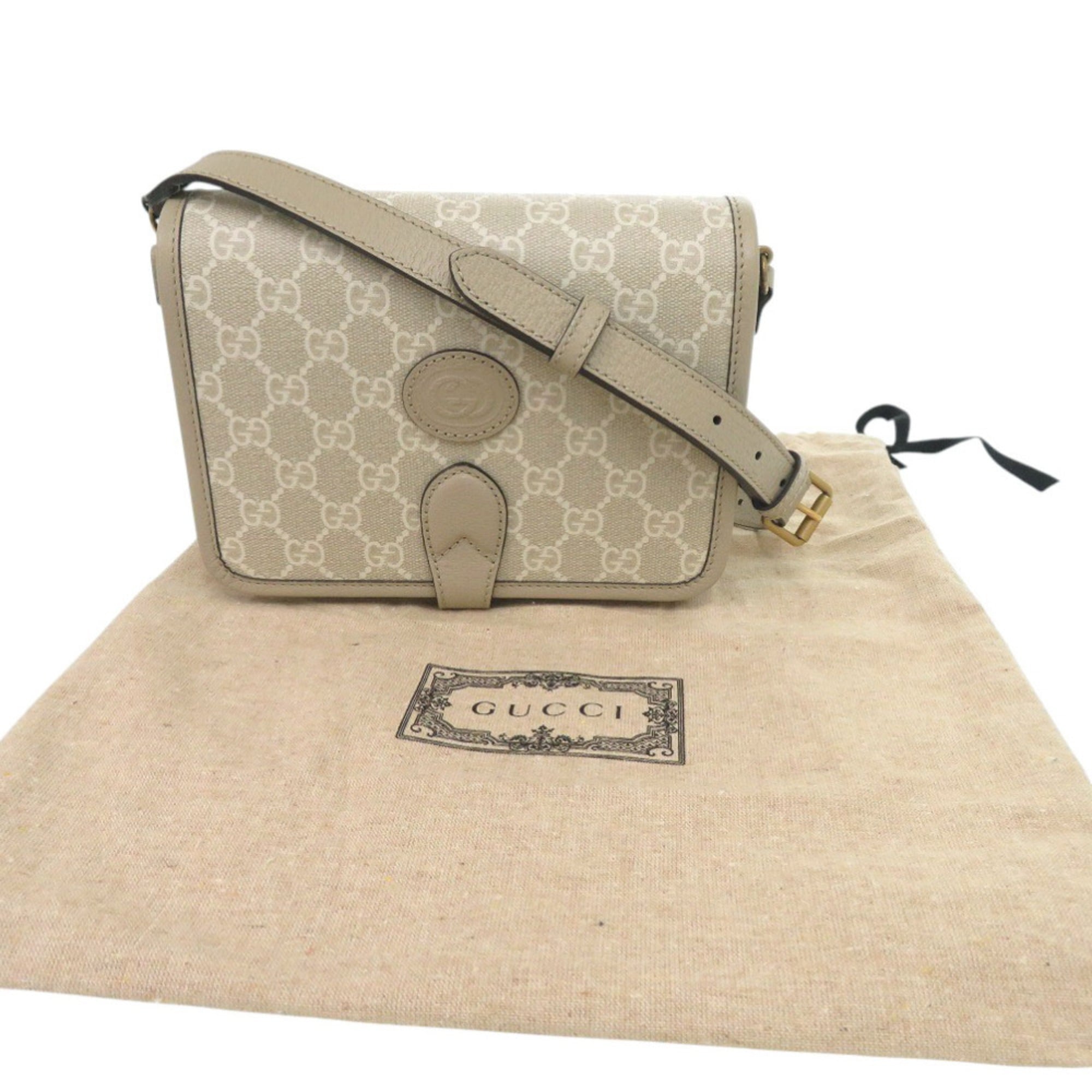 Gucci Beige Gg Supreme Shoulder Bag (Pre-Owned)