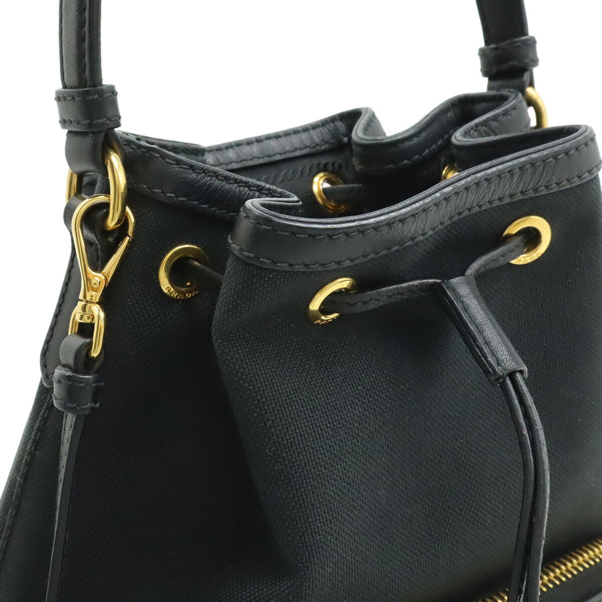 Prada Black Nero Canvas Handbag Shoulder Bag (Pre-Owned)