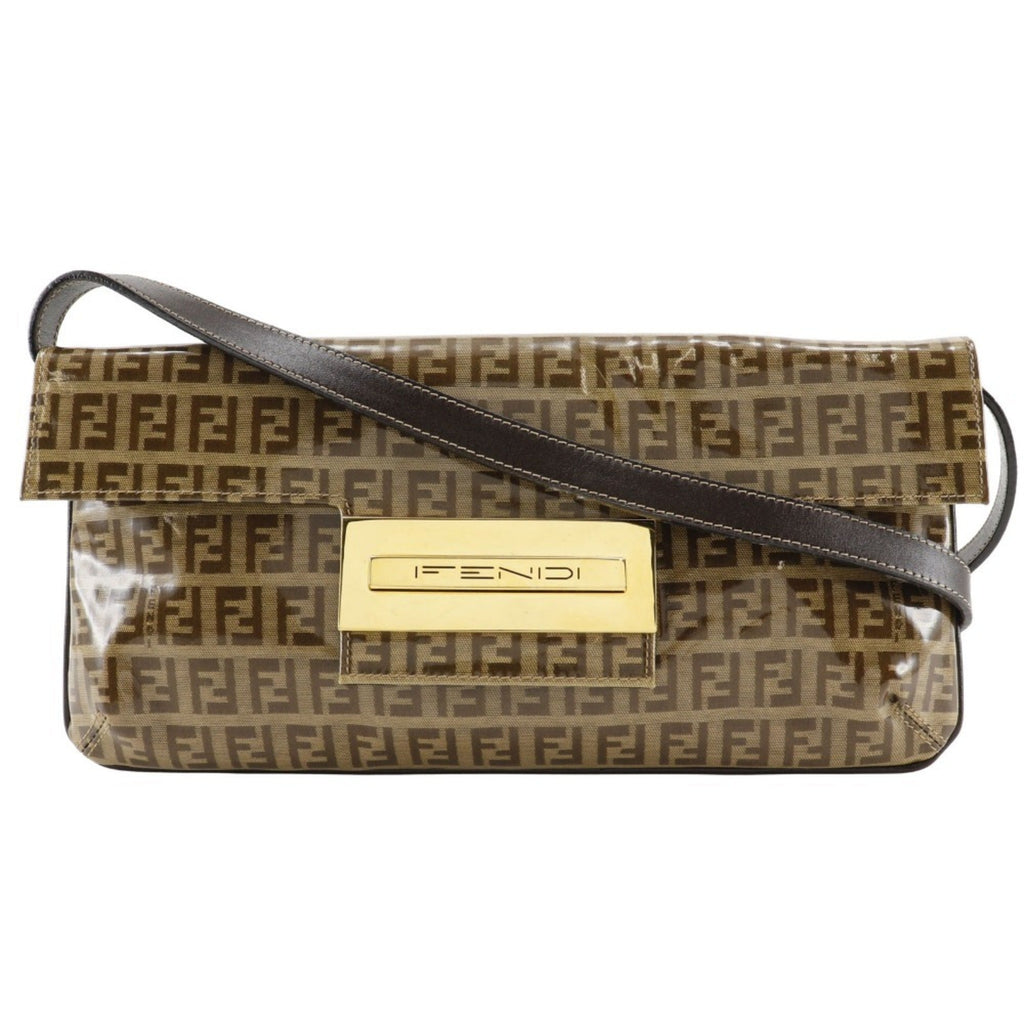 Fendi Brown Vinyl Shoulder Bag (Pre-Owned)