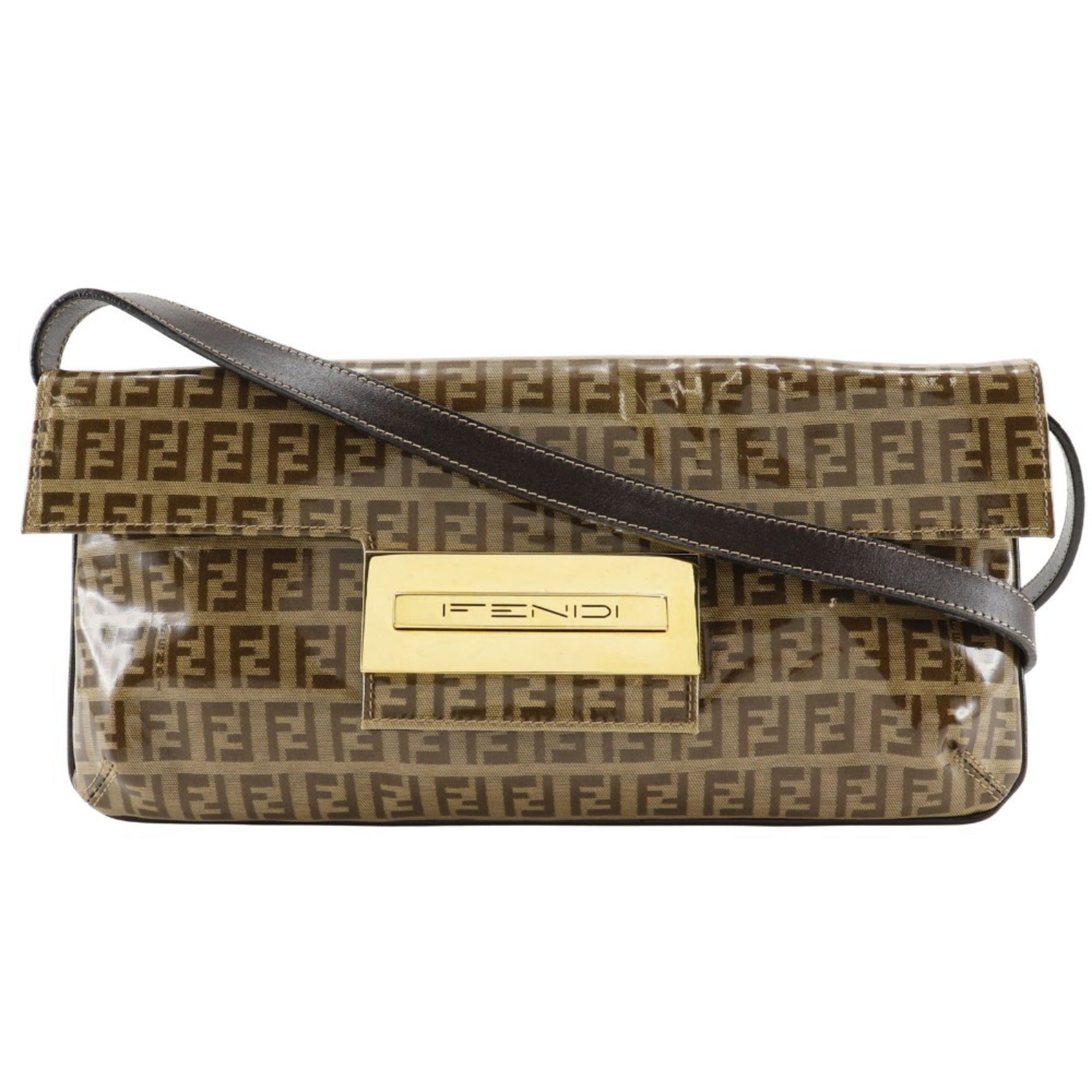 Fendi Brown Vinyl Shoulder Bag (Pre-Owned)