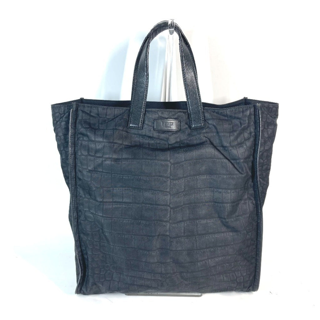 Fendi Black Nylon Leather Shoulder Bag Tote Bag (Pre-Owned)