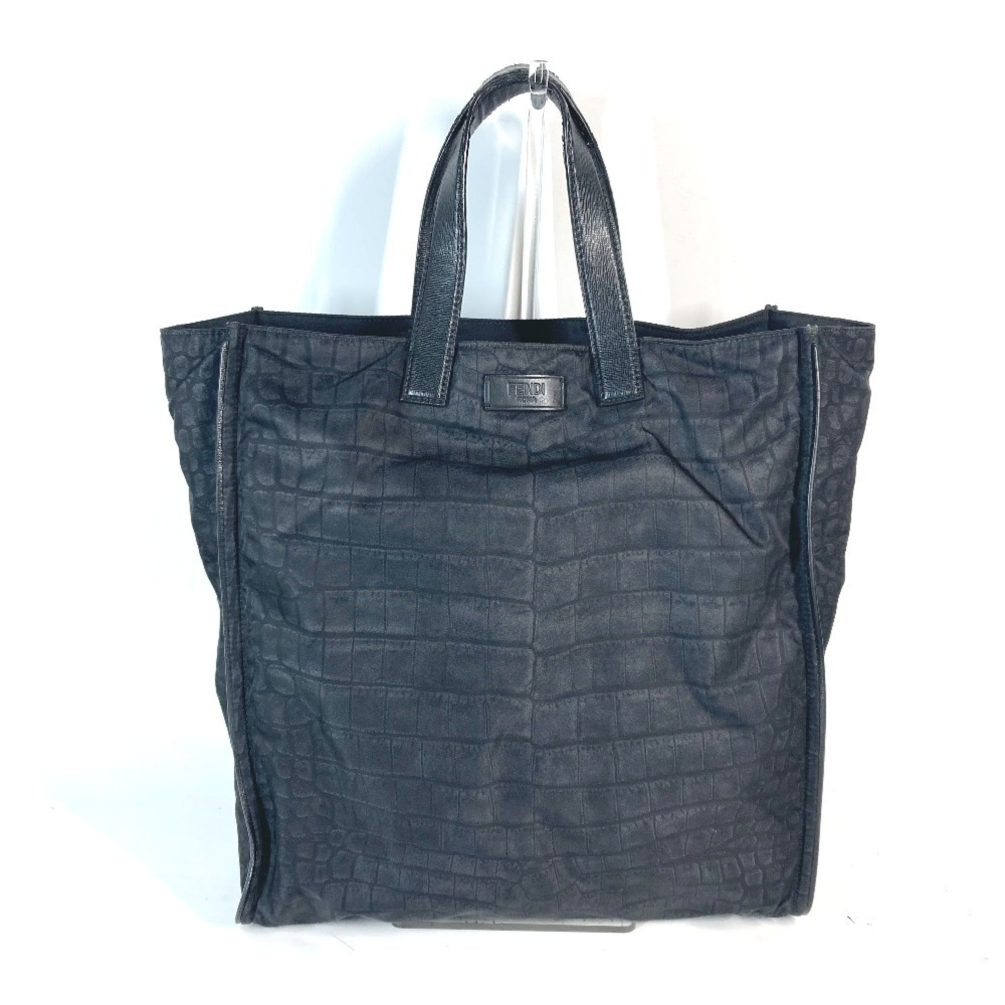 Fendi Black Nylon Leather Shoulder Bag Tote Bag (Pre-Owned)