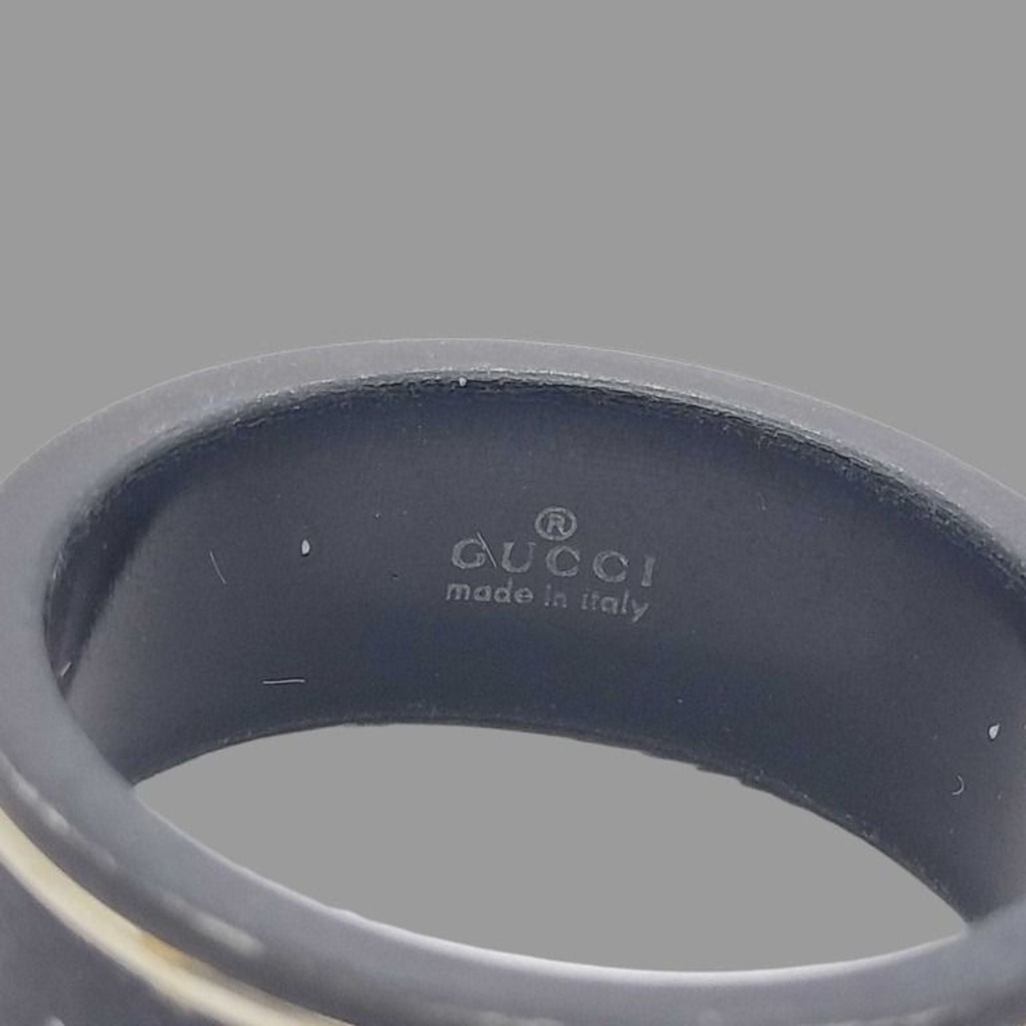 Gucci Icon Gold Black Ceramic Band Ring (Pre-Owned)