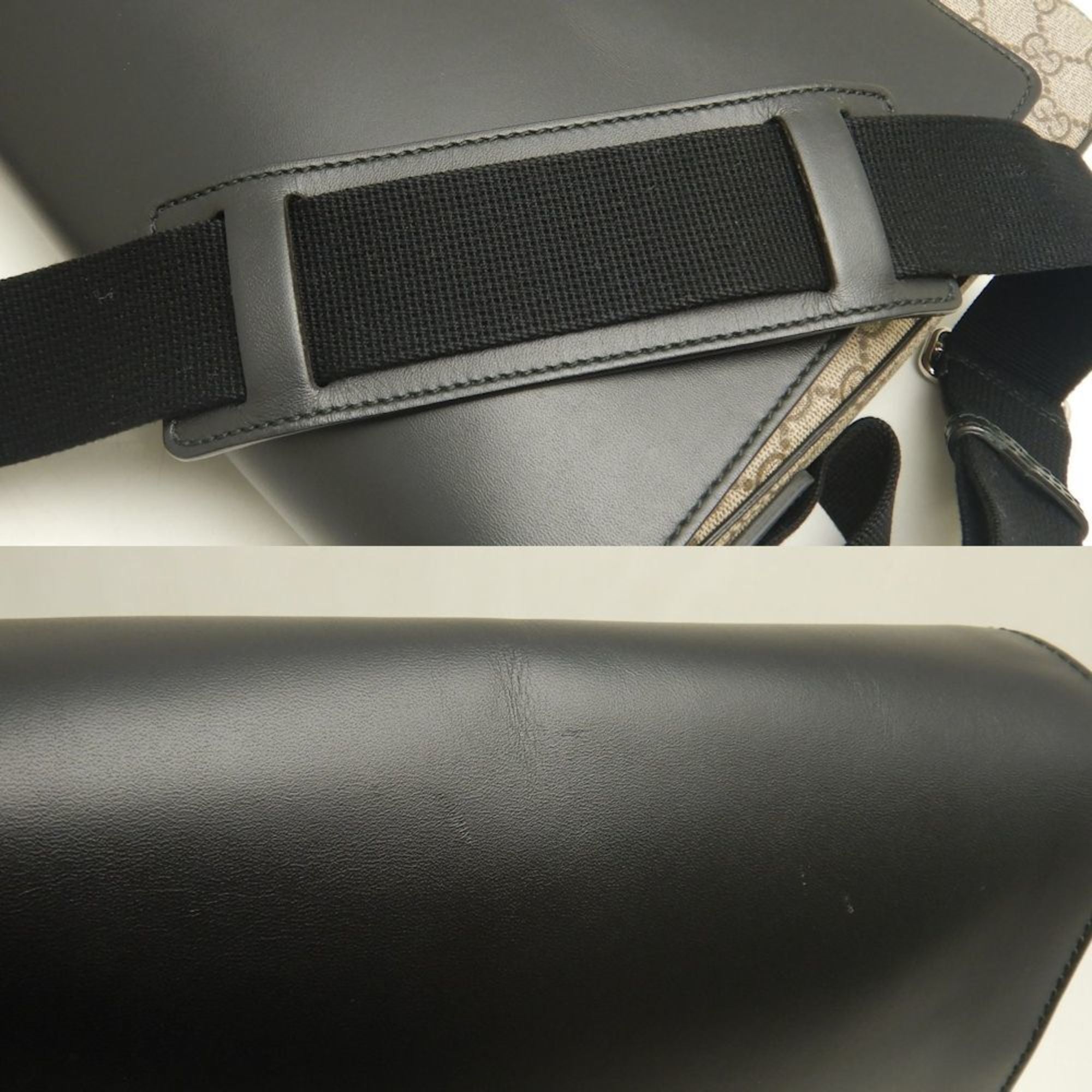 Gucci Beige Black Gg Supreme Shoulder Bag (Pre-Owned)