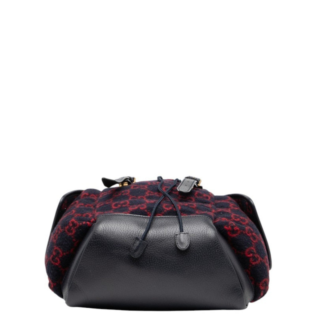Gucci Navy Red Color Wool Leather Backpack (Pre-Owned)