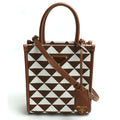 Prada Brown White Nylon Leather Shoulder Bag (Pre-Owned)