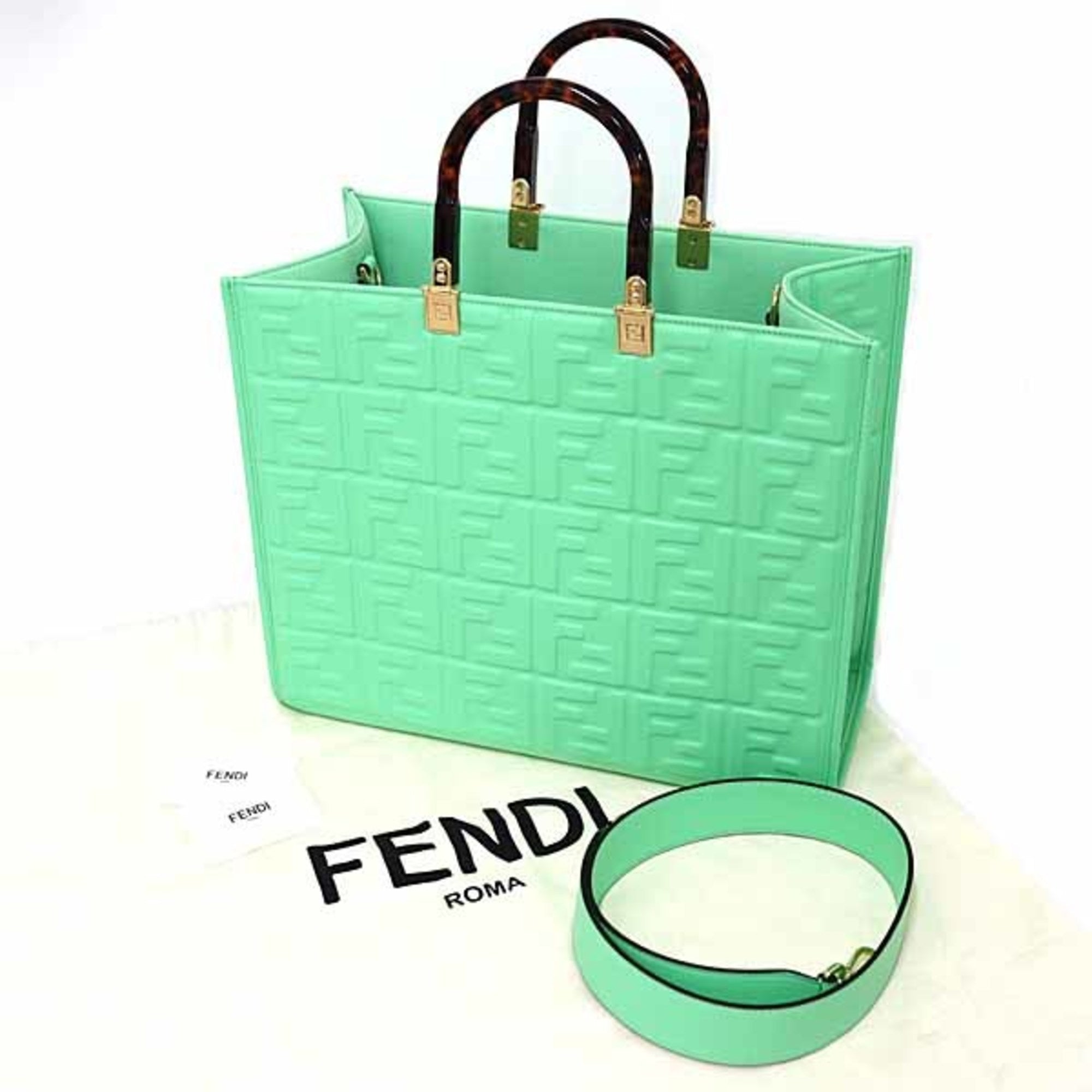 Fendi Black Leather Shoulder Bag Tote Bag (Pre-Owned)