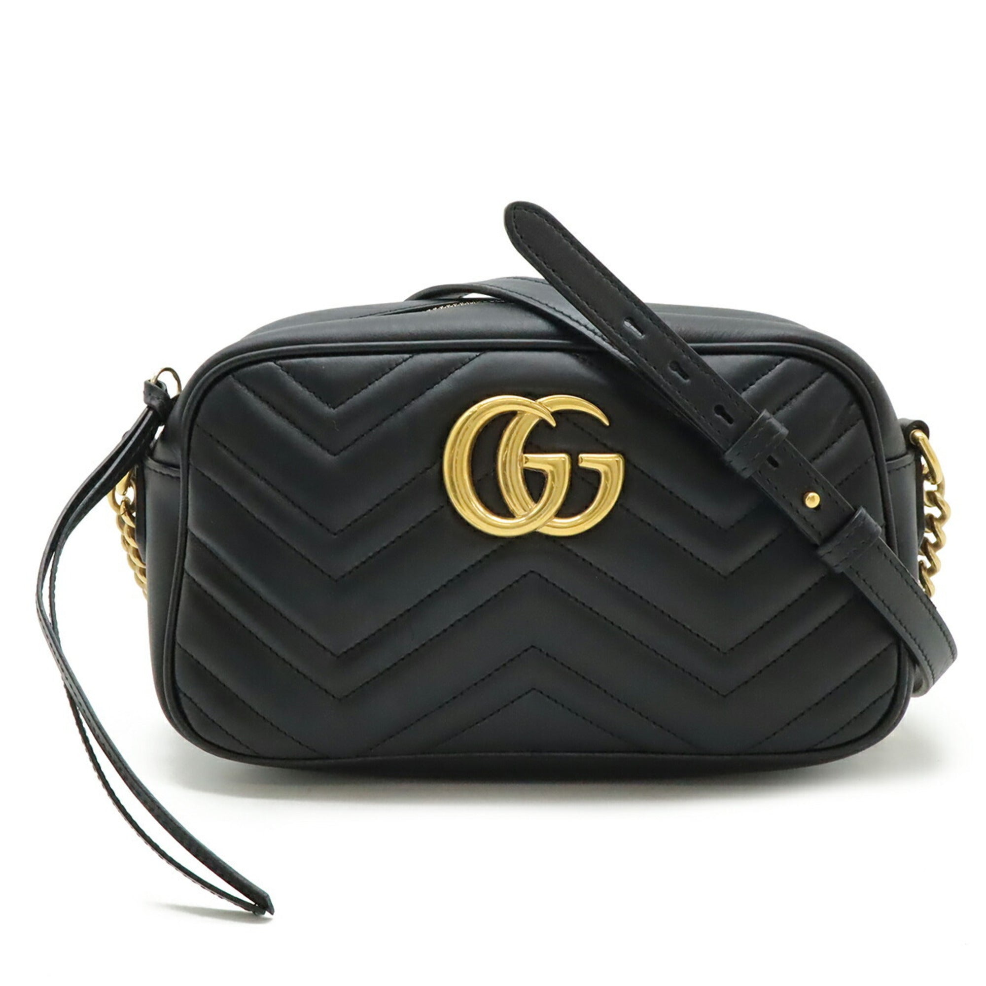 Gucci Gg Marmont Black Leather Pochette Shoulder Bag (Pre-Owned)