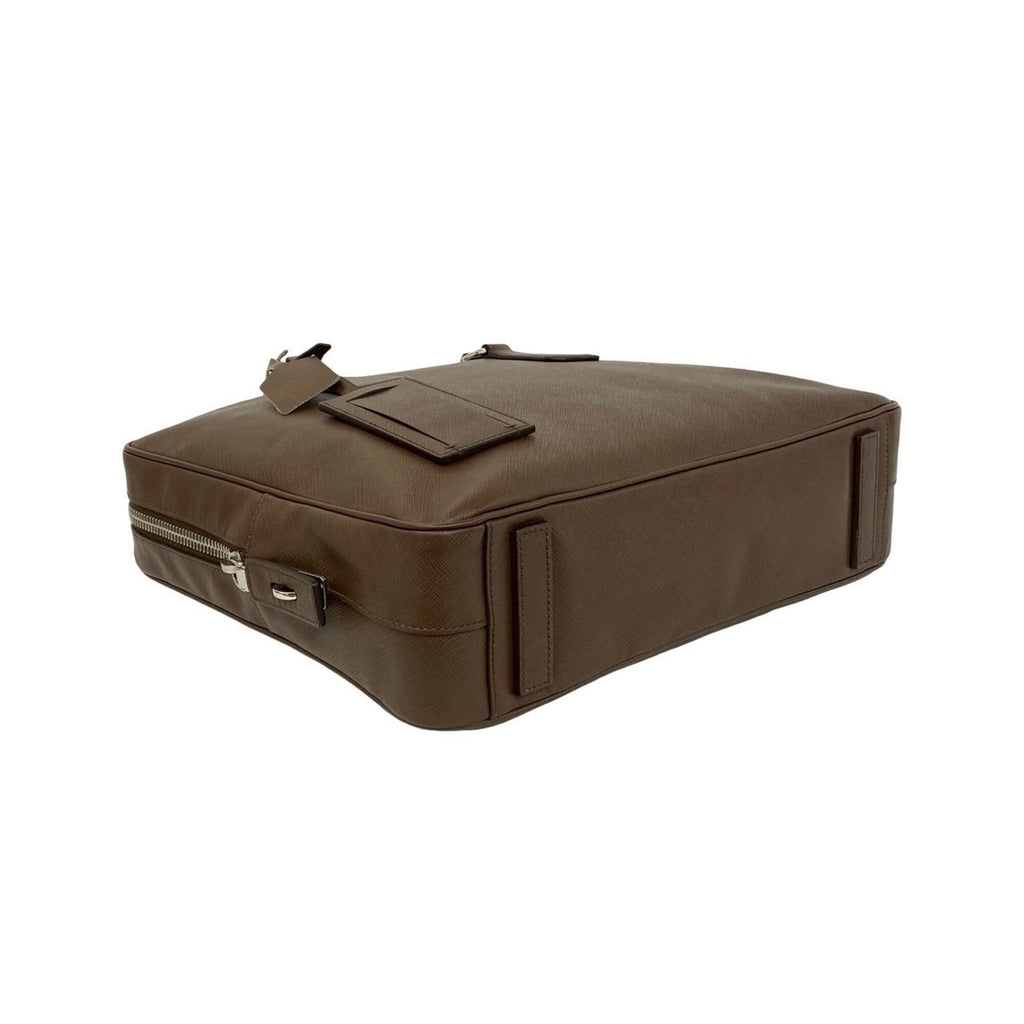 Prada Brown Leather Briefcase (Pre-Owned)