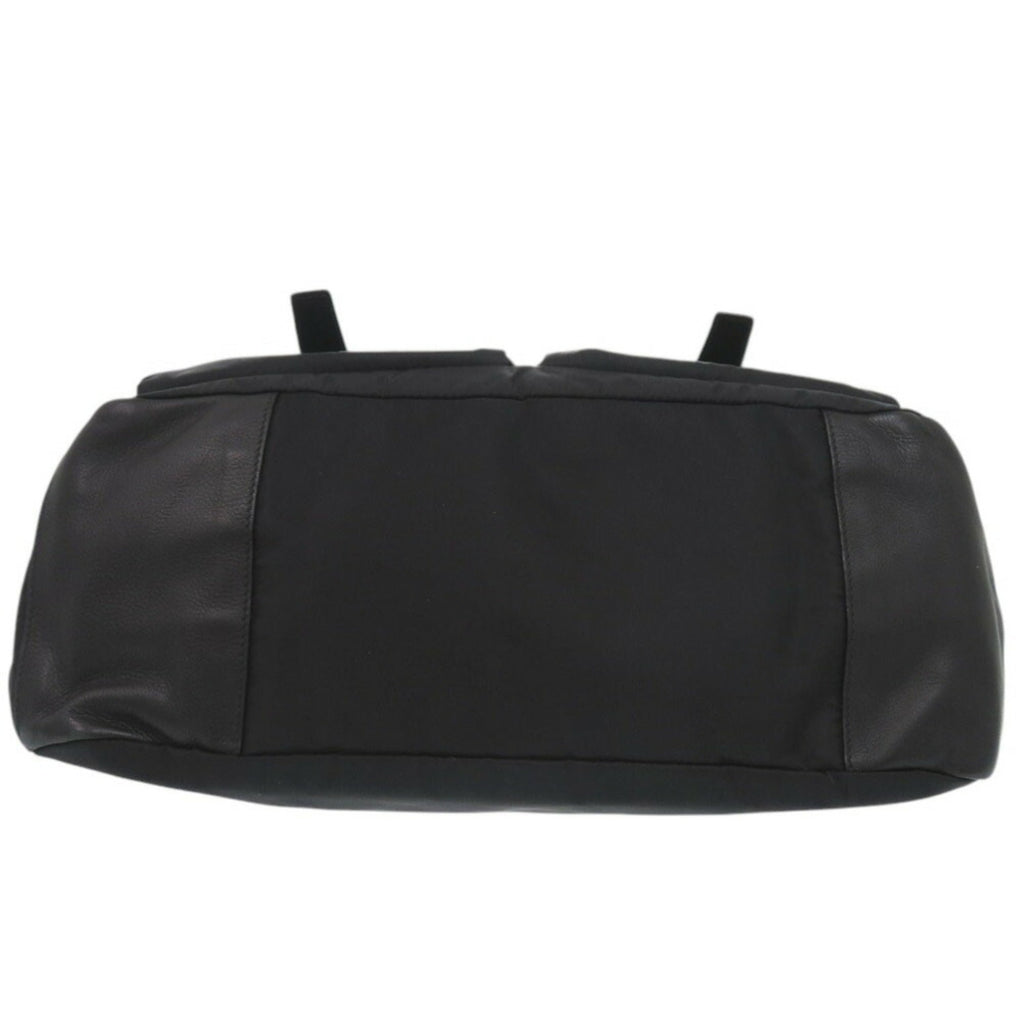 Prada Nero Leather Nylon Messenger Bag Shoulder Bag (Pre-Owned)