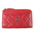Chanel Matelasse Red Color Leather Coin Purse/Coin Case (Pre-Owned)