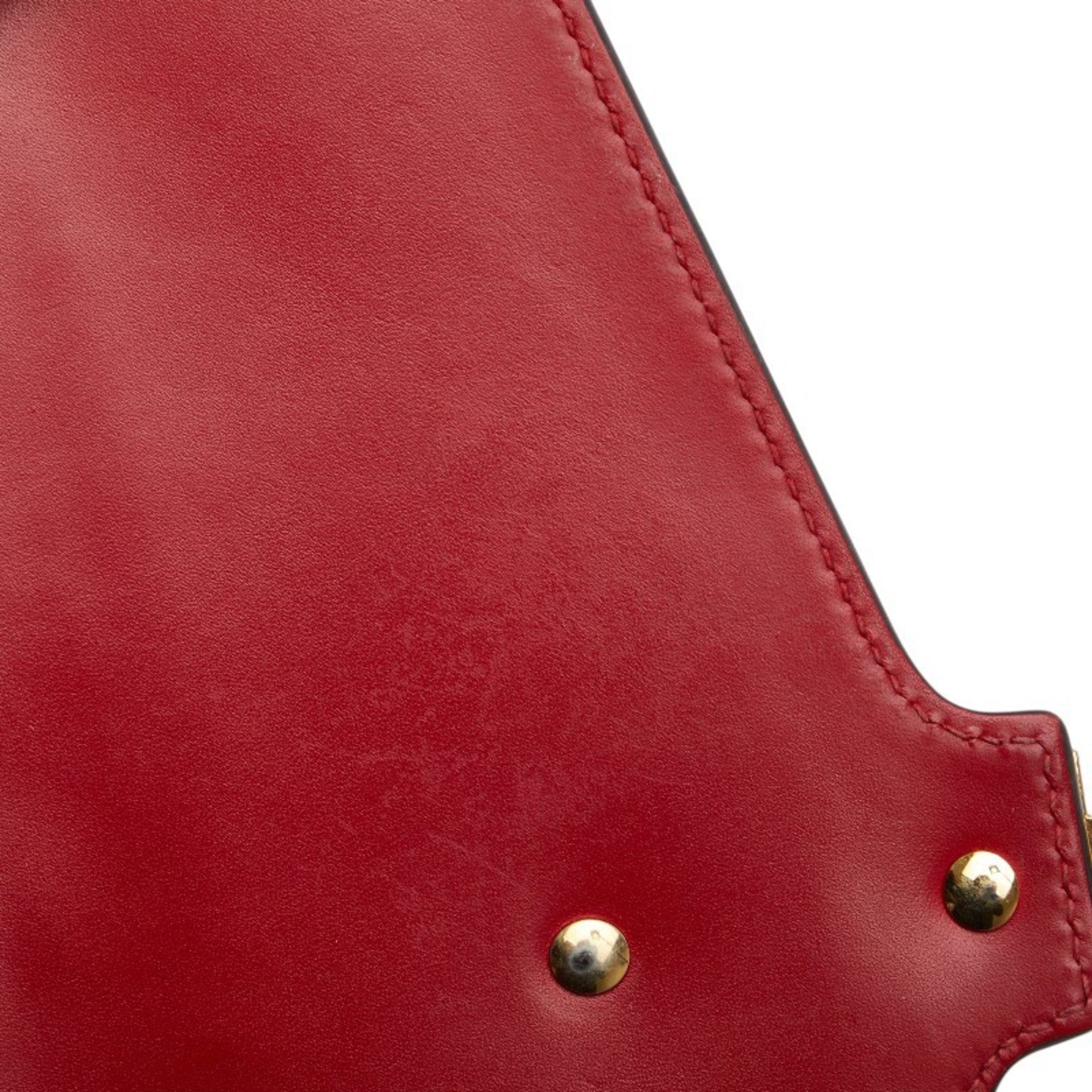 Gucci Navy Red Color Leather Shoulder Bag (Pre-Owned)