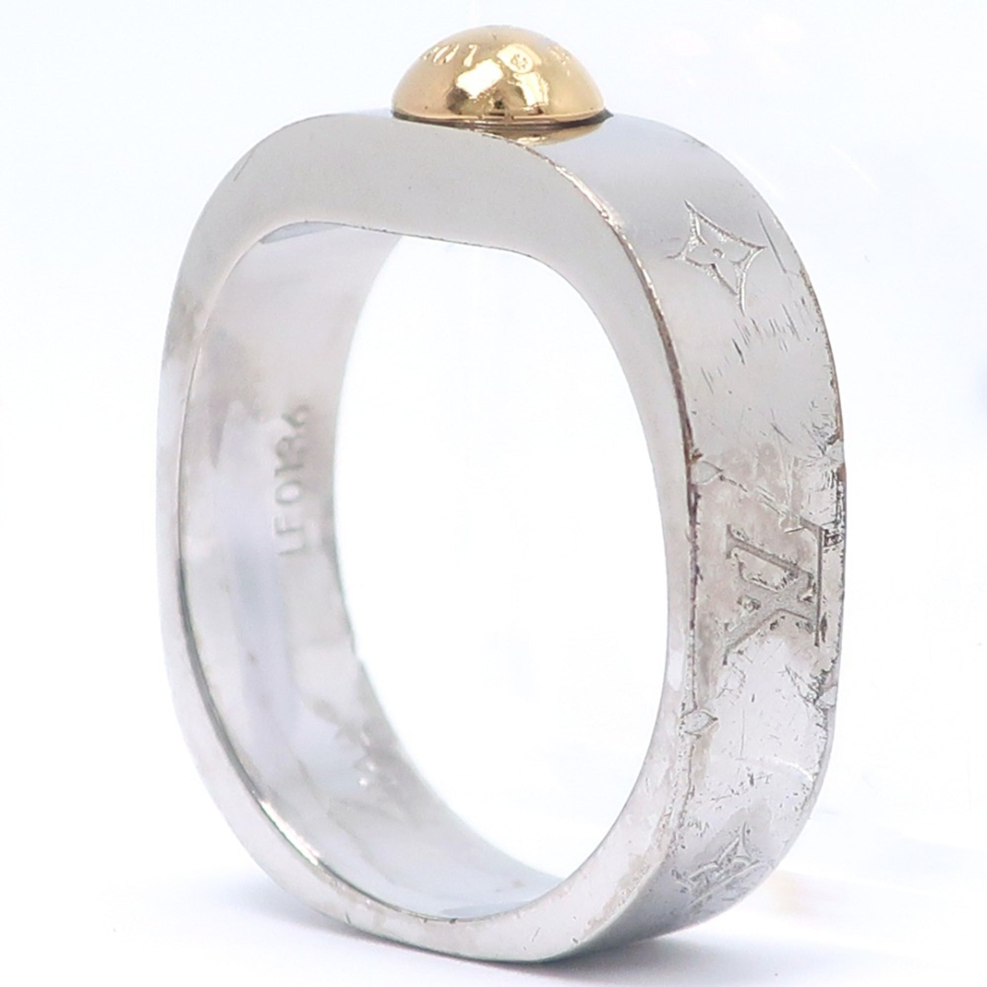 Louis Vuitton Silver Metal Band Ring (Pre-Owned)