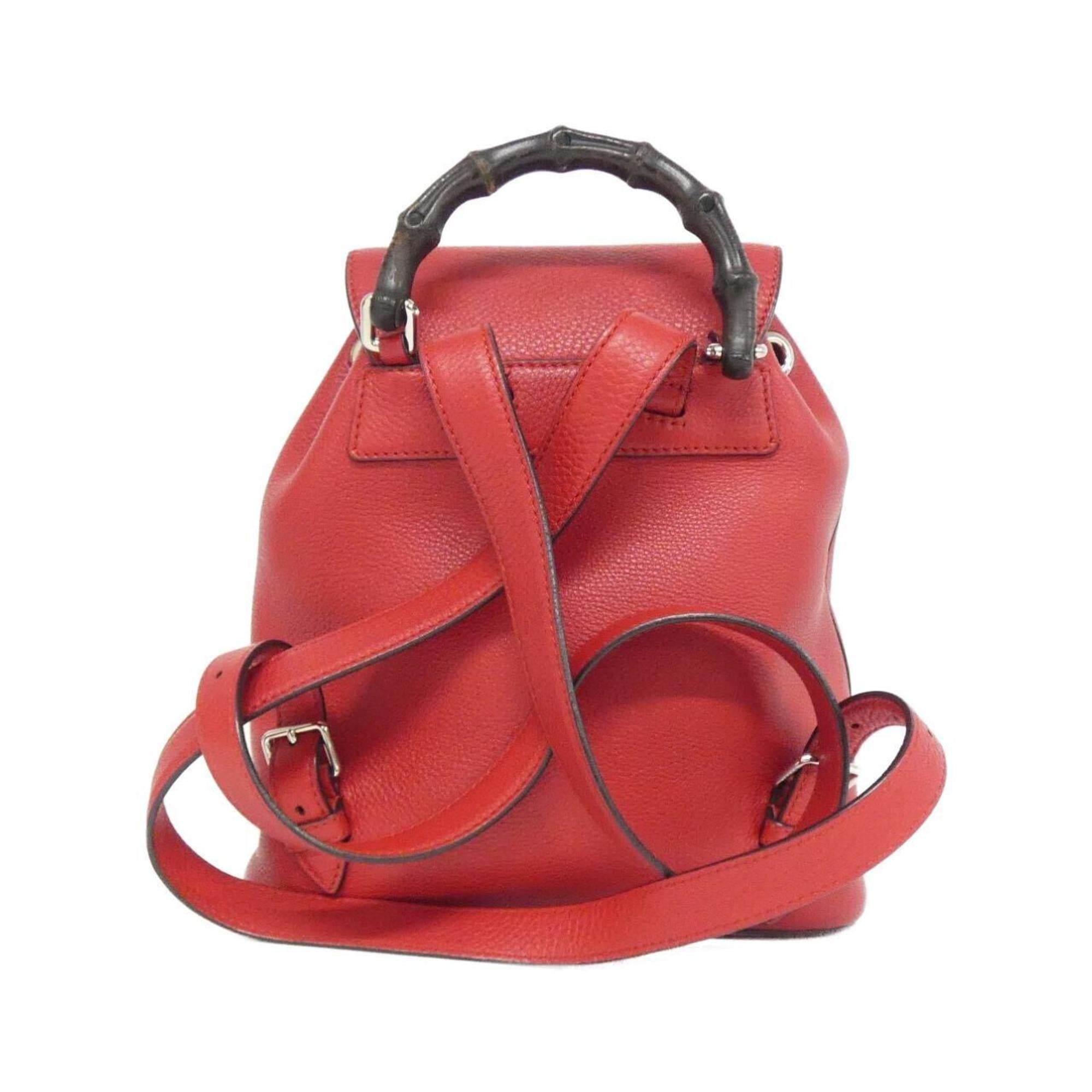 Gucci Red Color Leather Backpack (Pre-Owned)