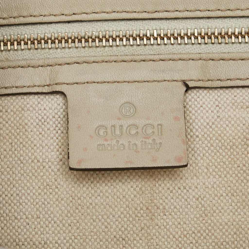 Gucci Gg Canvas Beige Gg Canvas Leather Shoulder Bag Tote Bag (Pre-Owned)
