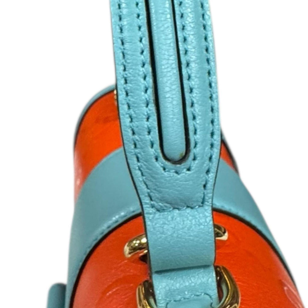 Gucci Light Blue Orange Leather Shoulder Bag (Pre-Owned)