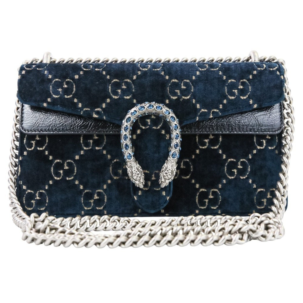 Gucci Navy Velvet Shoulder Bag (Pre-Owned)