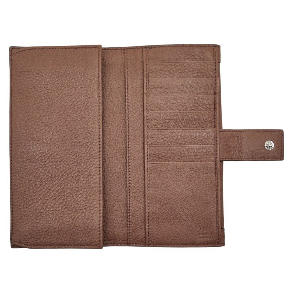 Gucci Brown Canvas Leather Long Wallet (Bi-Fold) (Pre-Owned)