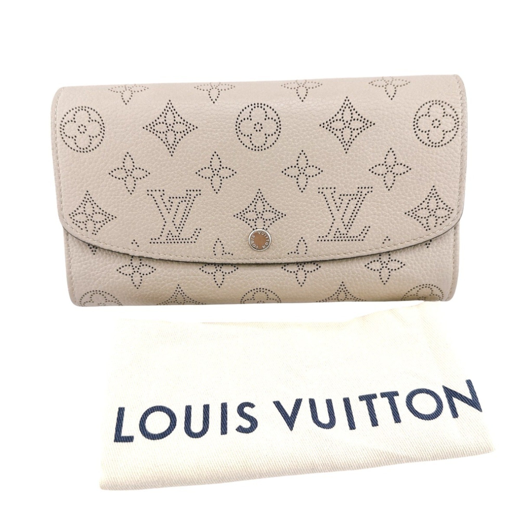 Louis Vuitton Beige Galle Monogram Mahina Leather Long Wallet (Tri-Fold) (Pre-Owned)