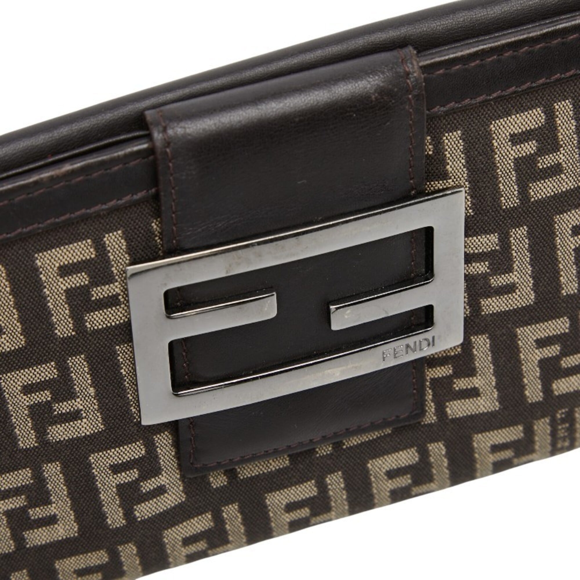 Fendi Brown Canvas Leather Long Wallet (Bi-Fold) (Pre-Owned)