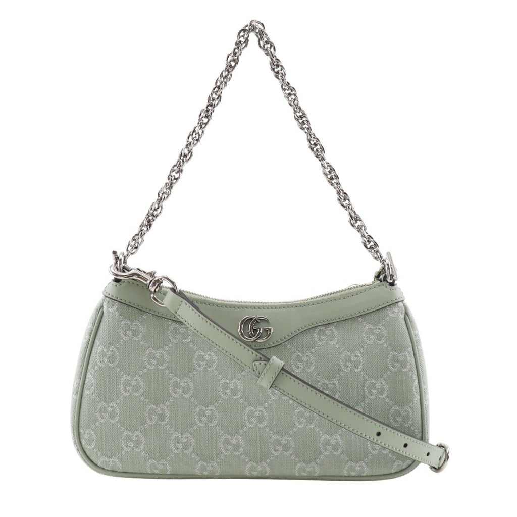 Gucci Green Pale Green Gg Canvas Shoulder Bag (Pre-Owned)