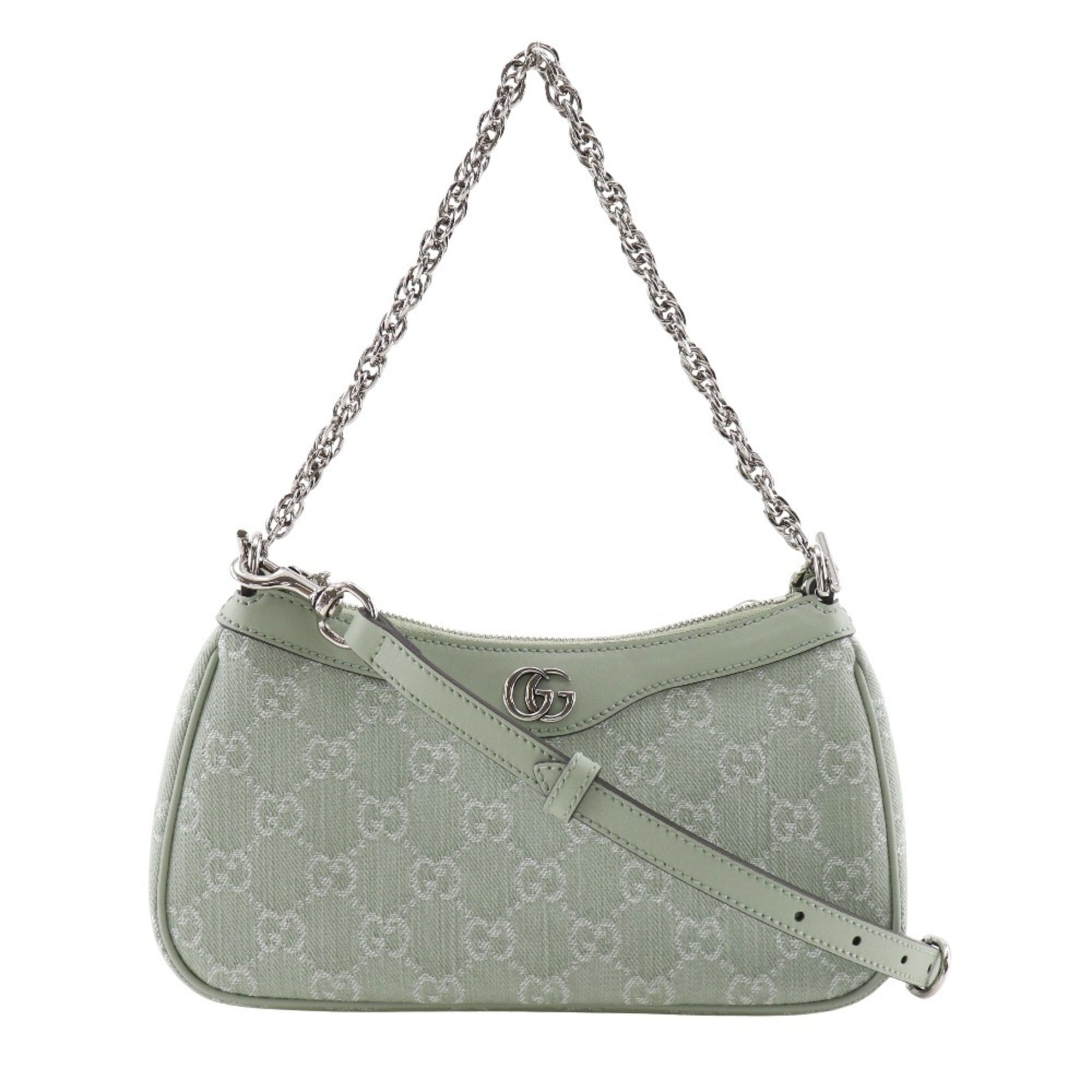 Gucci Green Pale Green Gg Canvas Shoulder Bag (Pre-Owned)